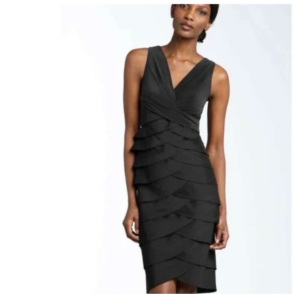 London times women’s‎ size 8  black sleeveless sheath dress with tiered layers